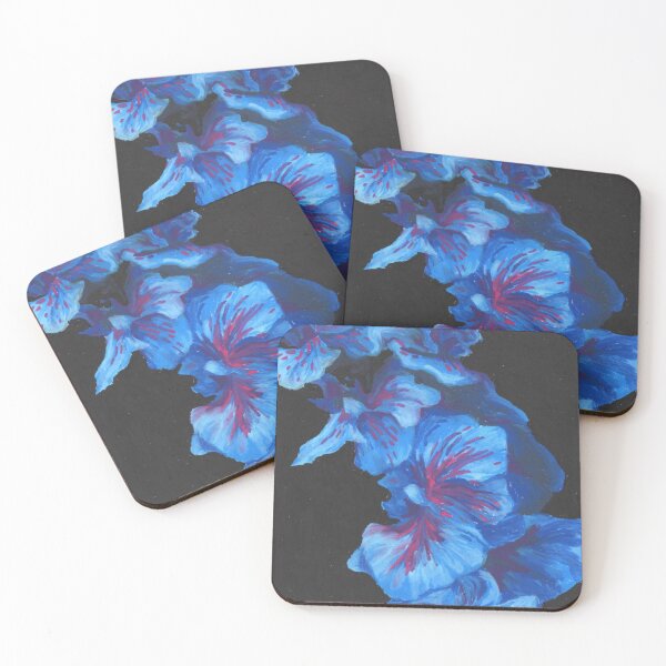 Item preview, Blue Flowers in Dark Background designed and sold by hannahrey-.
