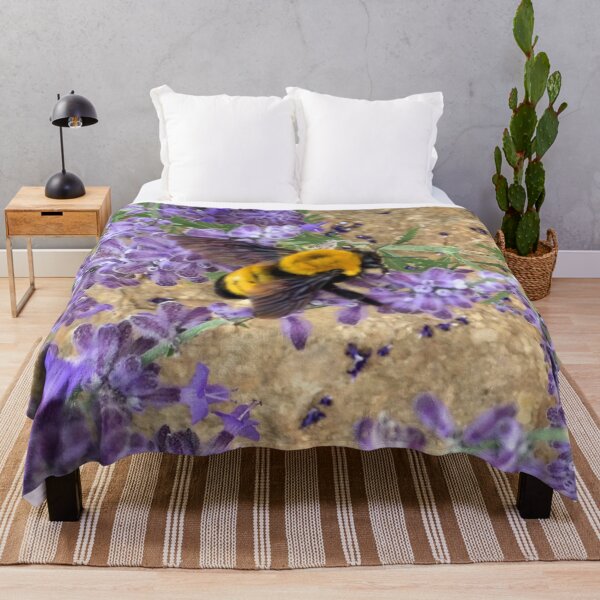 Item preview, Fuzzy Bumblebee on Purple Flowers designed and sold by KR Art Studio.