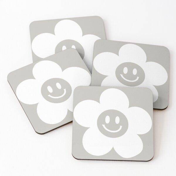 Item preview, White smiley face flower designed and sold by sylviekpdx.