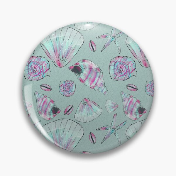 Item preview, Seashell Pattern in Aqua, Turquoise, Pink and White designed and sold by Clare Walker.