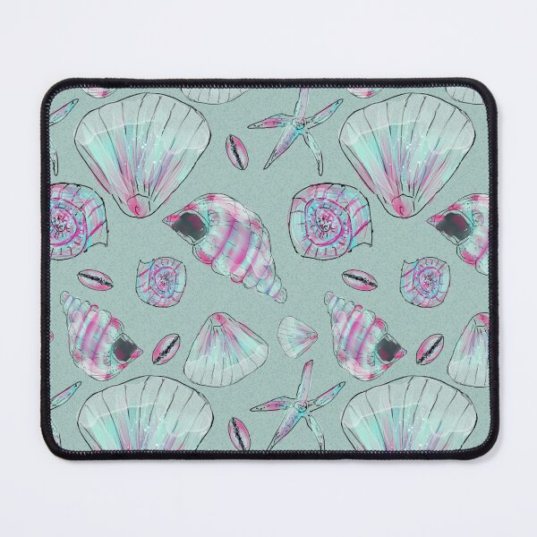 Item preview, Seashell Pattern in Aqua, Turquoise, Pink and White designed and sold by Clare Walker.
