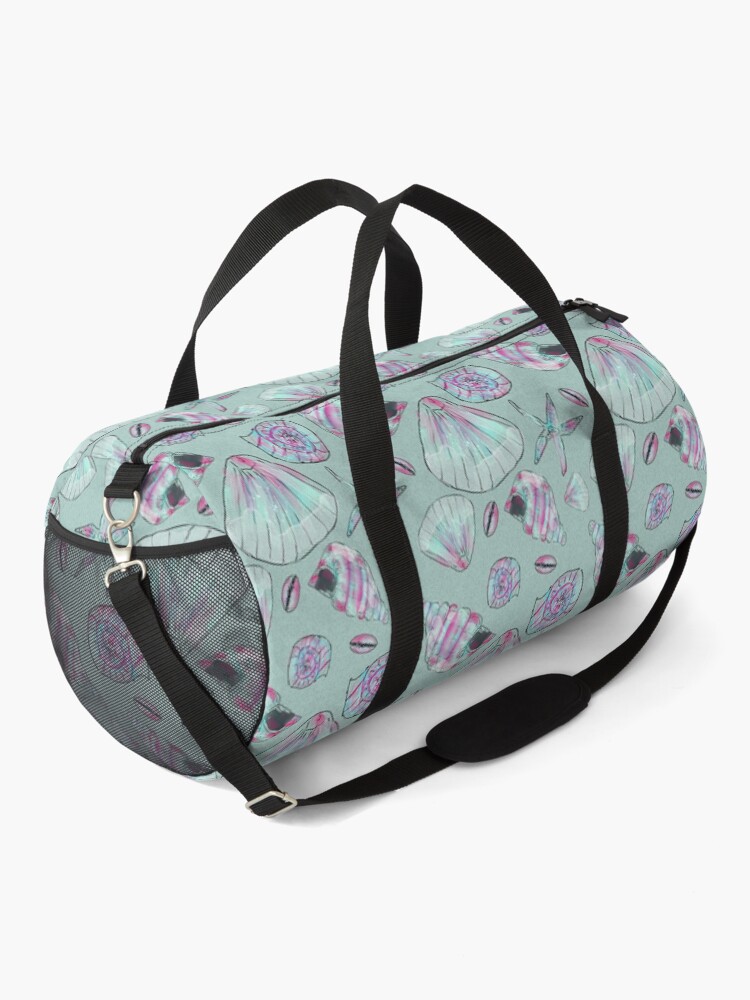 Alternate view of Seashell Pattern in Aqua, Turquoise, Pink and White Duffle Bag