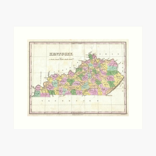 Item preview, Vintage Map of Kentucky (1827) designed and sold by BravuraMedia.