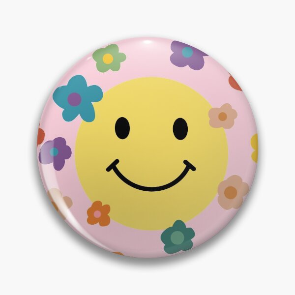 Item preview, smiley face with flowers designed and sold by bunnyrocks.