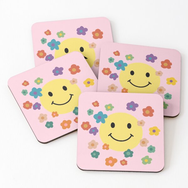 Item preview, smiley face with flowers designed and sold by bunnyrocks.