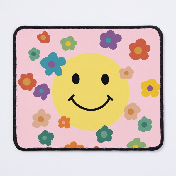 Item preview, smiley face with flowers designed and sold by bunnyrocks.