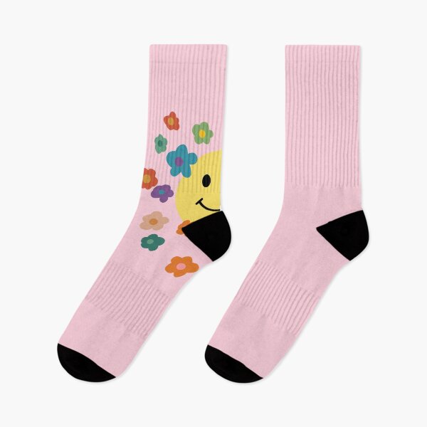 Item preview, smiley face with flowers designed and sold by bunnyrocks.