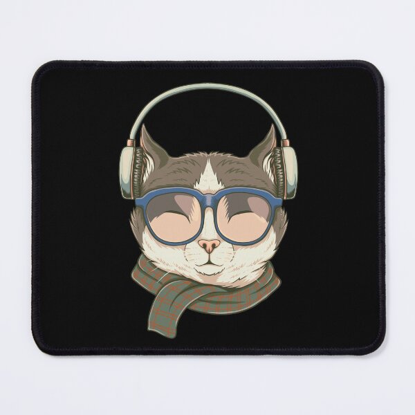Item preview, Listening to Music: Cat in glasses designed and sold by OutofFocusShop.