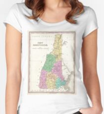 Vintage Map of New Hampshire (1827) Women's Fitted Scoop T-Shirt