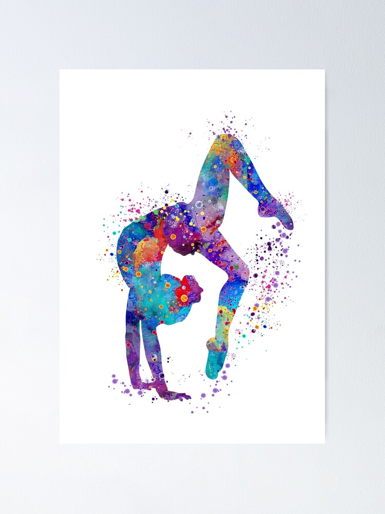 Girl Gymnastics Tumbling Watercolor Water Bottle