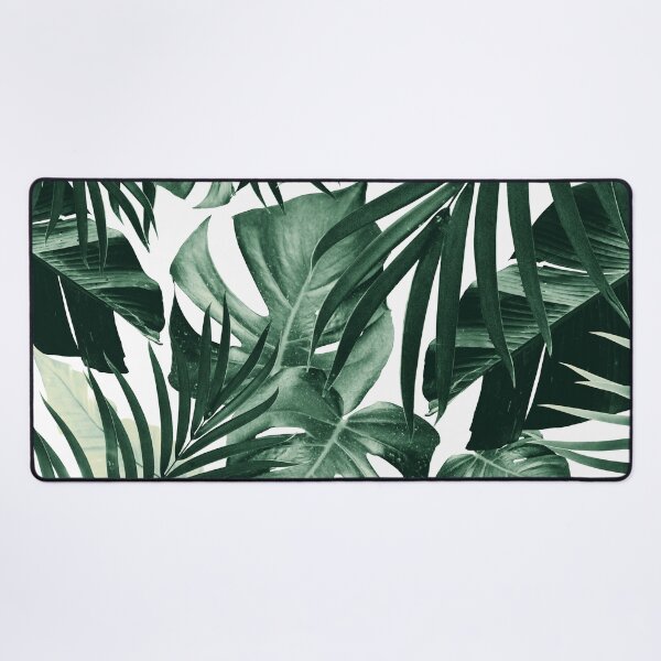 Tropical Jungle Leaves Pattern #4 #tropical #decor #art Desk Mat