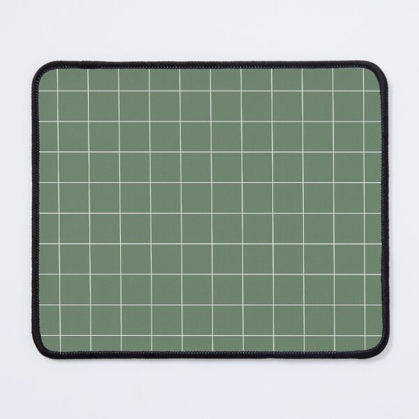 Windowpane Check Grid (white/sage green) Mouse Pad
