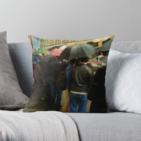 Rainy Afternoon on Broaway Throw Pillow