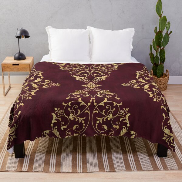 Item preview, Arabesque Floral Dream Motif Dark Red and Gold designed and sold by Octavia Soldani.