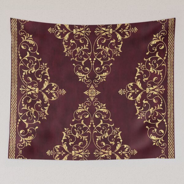 Item preview, Arabesque Floral Dream Motif Dark Red and Gold designed and sold by Octavia Soldani.