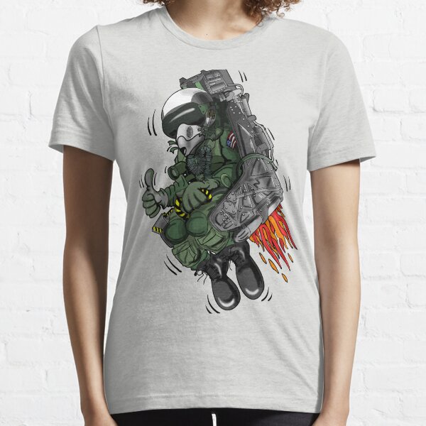 Military Fighter Jet Pilot Ejection Seat Cartoon Illustration Essential T-Shirt