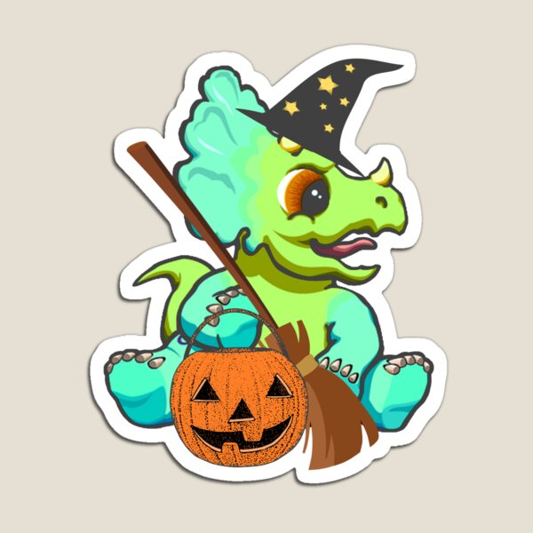 Aperçu de l'œuvre Halloween Dino Triceratops Assis #1 créée et vendue par Hypnotees.