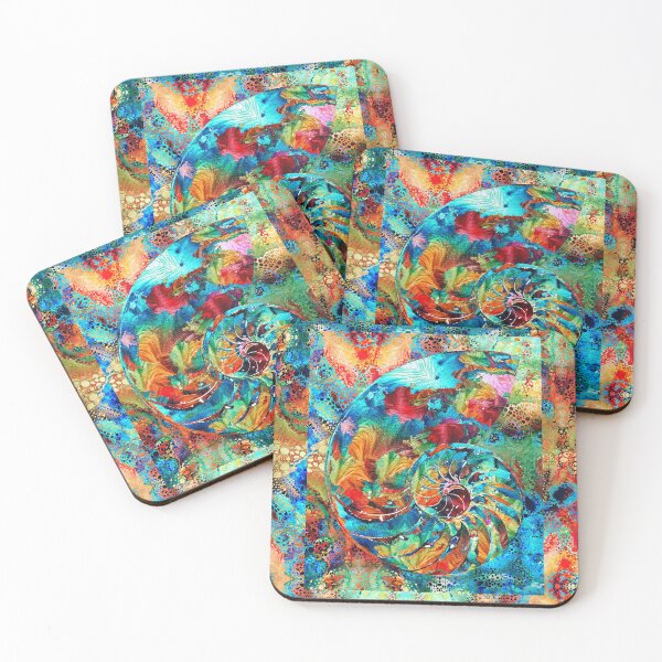 Item preview, Mosaic Colorful Nautilus Shell Art Beach Decor designed and sold by Sharon Cummings Art.