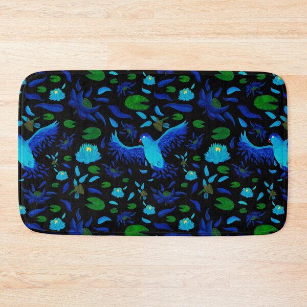 Item preview, From Lotus to Lovebird Pattern - Turquoise & Black designed and sold by EcoElsa.