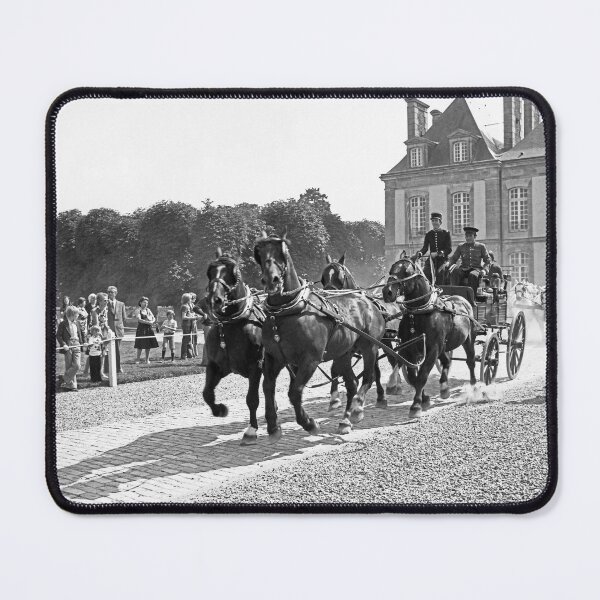 Item preview, r2732/ 15 Nostalgie " Le Haras du Pin " Finition 2021 " Caléche et chevaux au galops (n&b)(t) Olavia-Olao Okaio Créations designed and sold by o.okaïo.