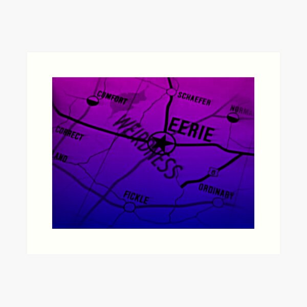 Item preview, Eerie Indiana map in blue and purple designed and sold by froodle.