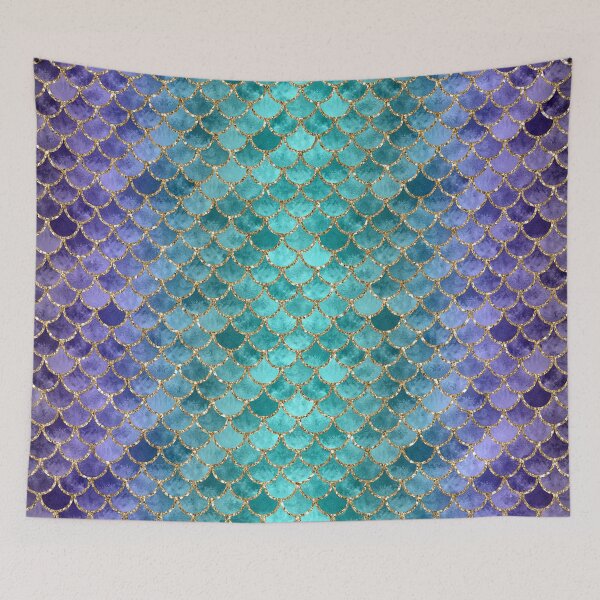 Item preview, Blue Mermaid Fish Scales vertical designed and sold by artlovepassion.