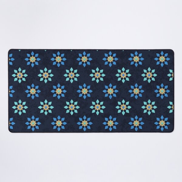 Item preview, Moroccan Flower Pattern in Gold & Blues designed and sold by ReesDesigns.