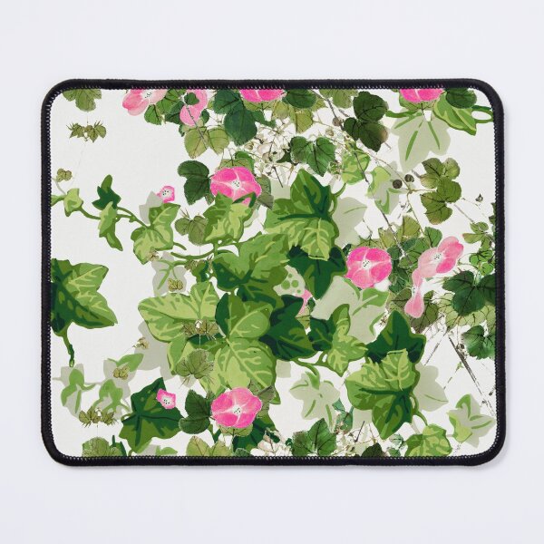 Item preview,  IVY LEAVES AND  PINK MORNING GLORIES  Green White Floral designed and sold by BulganLumini.