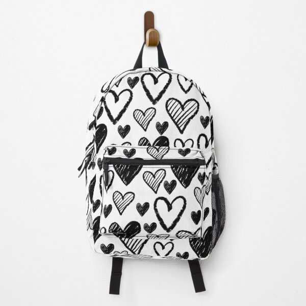 Item preview, Black and white doodle chalk heart pattern designed and sold by Zendays.