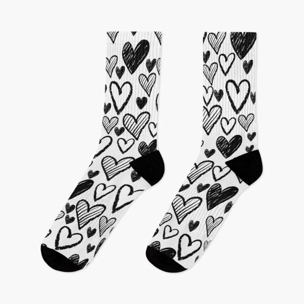 Item preview, Black and white doodle chalk heart pattern designed and sold by Zendays.