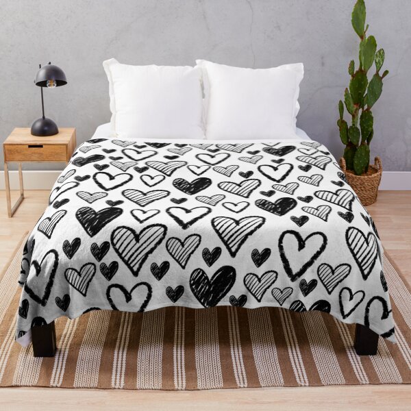 Item preview, Black and white doodle chalk heart pattern designed and sold by Zendays.