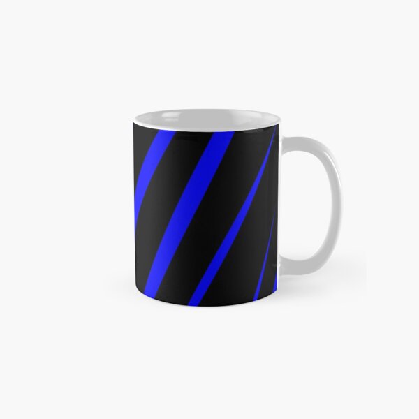 Blue Stripes on Black Pattern Classic Mug