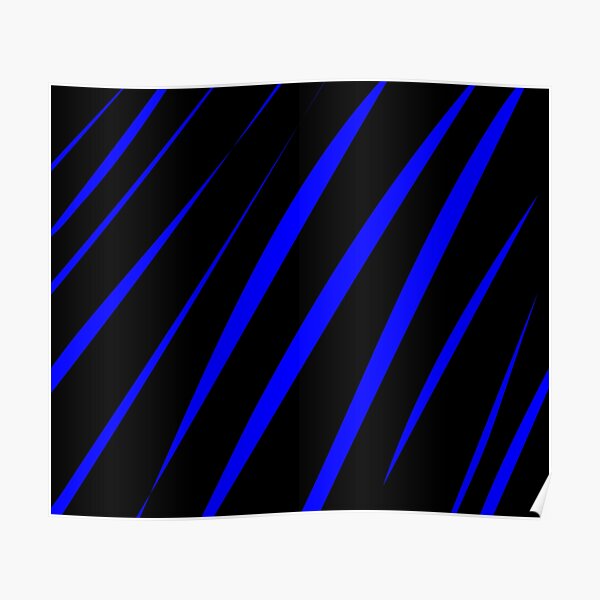Blue Stripes on Black Pattern Poster