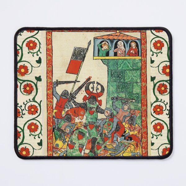 Item preview, COUNT  ALBRECHT  II IN BATTLE  ,FIGHTING MEDIEVAL KNIGHTS AND RED WILD ROSES designed and sold by BulganLumini.