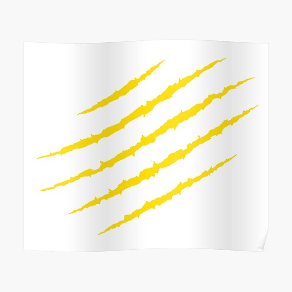 Big Tiger Scratch Marks In Yellow Poster