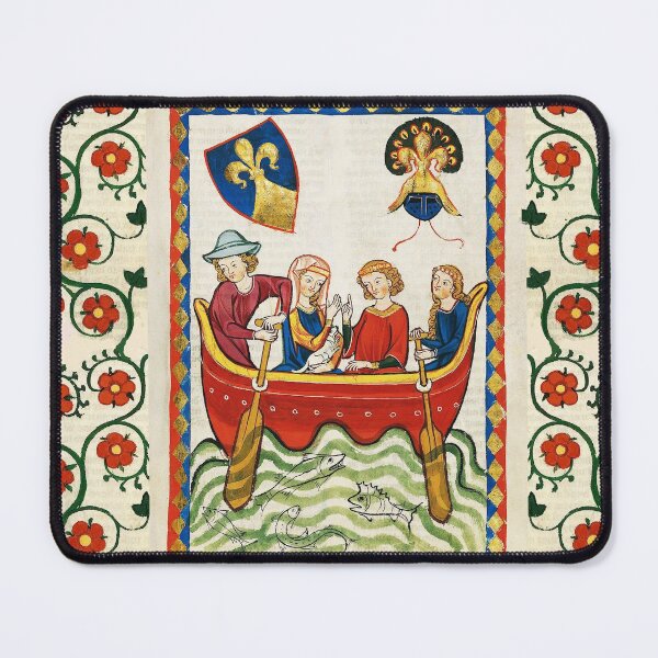 Item preview, ROMANTIC LOVERS ROWING OUT IN A BOAT TRIP , MEDIEVAL MINIATURE WITH WILD ROSES designed and sold by BulganLumini.