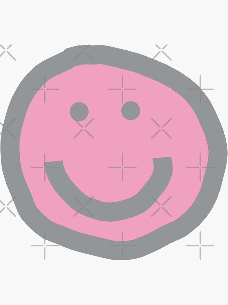 Prism Pink Round Happy Face with Smile Sticker for Sale by