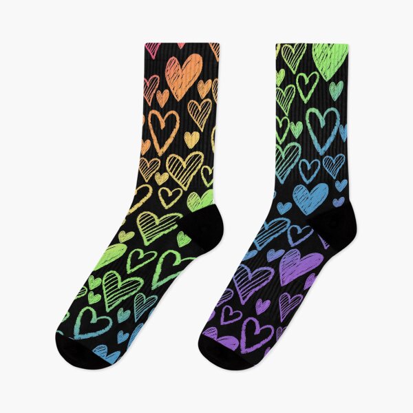 Item preview, Rainbow doodle chalk heart pattern designed and sold by Zendays.