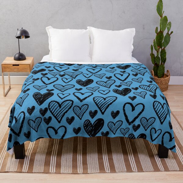 Item preview, Blue and black doodle chalk heart pattern designed and sold by Zendays.