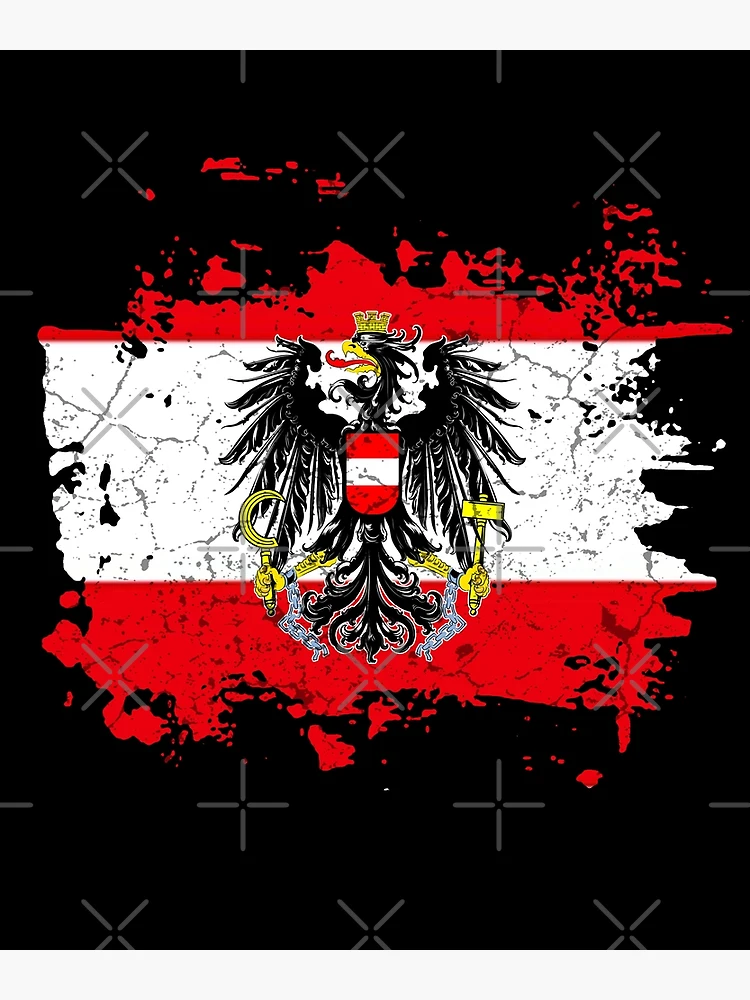 Leinwanddruck mit Österreich Flagge mit Adler Wappen von Mila1946