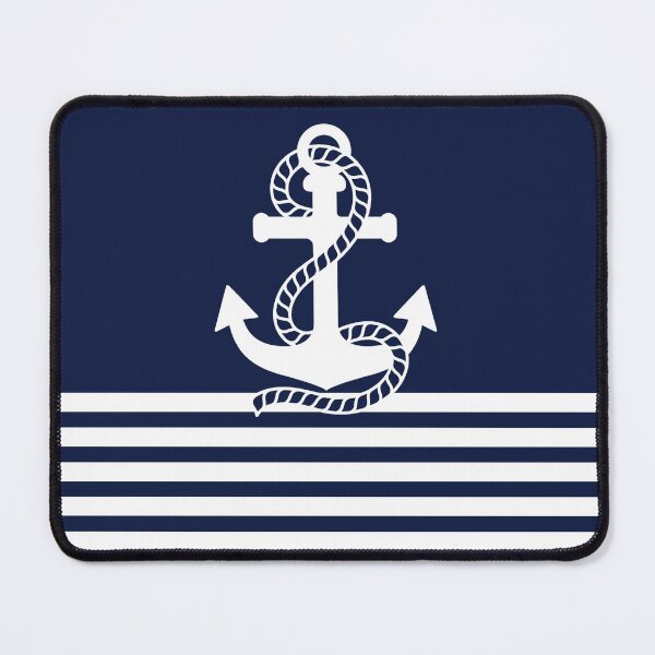 Item preview, Nautical Navy Blue Stripes and White Anchor designed and sold by IoanaHraball.