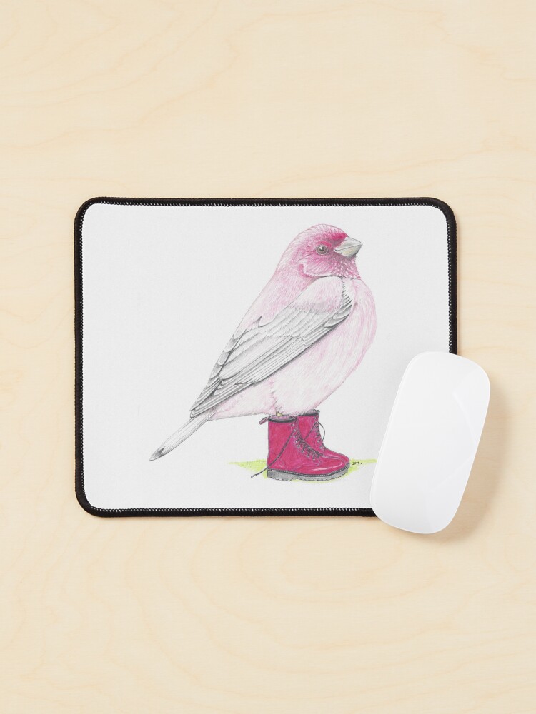 Thumbnail 1 of 5, Mouse Pad, Rosefinch in Pink Boots designed and sold by JimsBirds.
