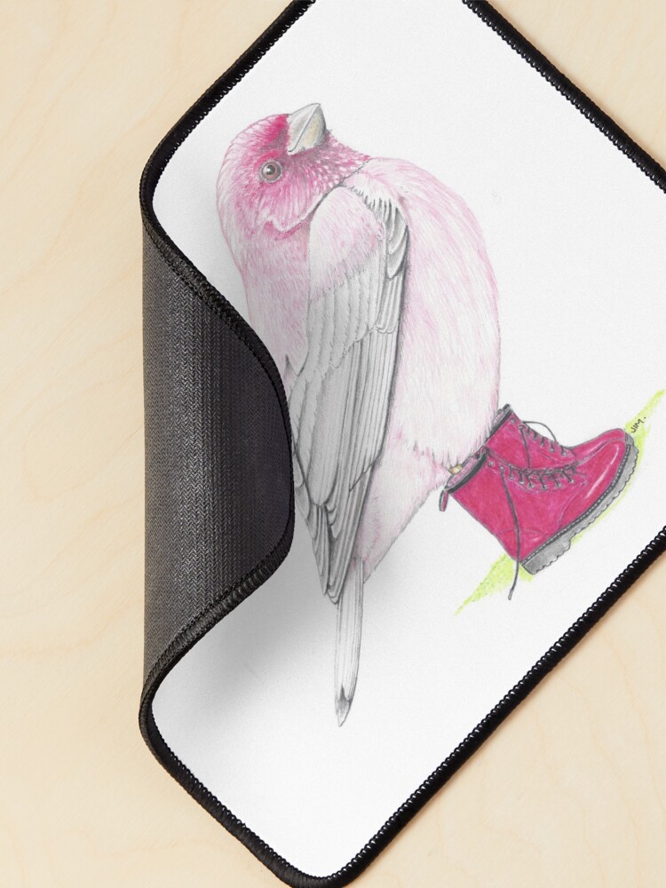 Thumbnail 2 of 5, Mouse Pad, Rosefinch in Pink Boots designed and sold by JimsBirds.