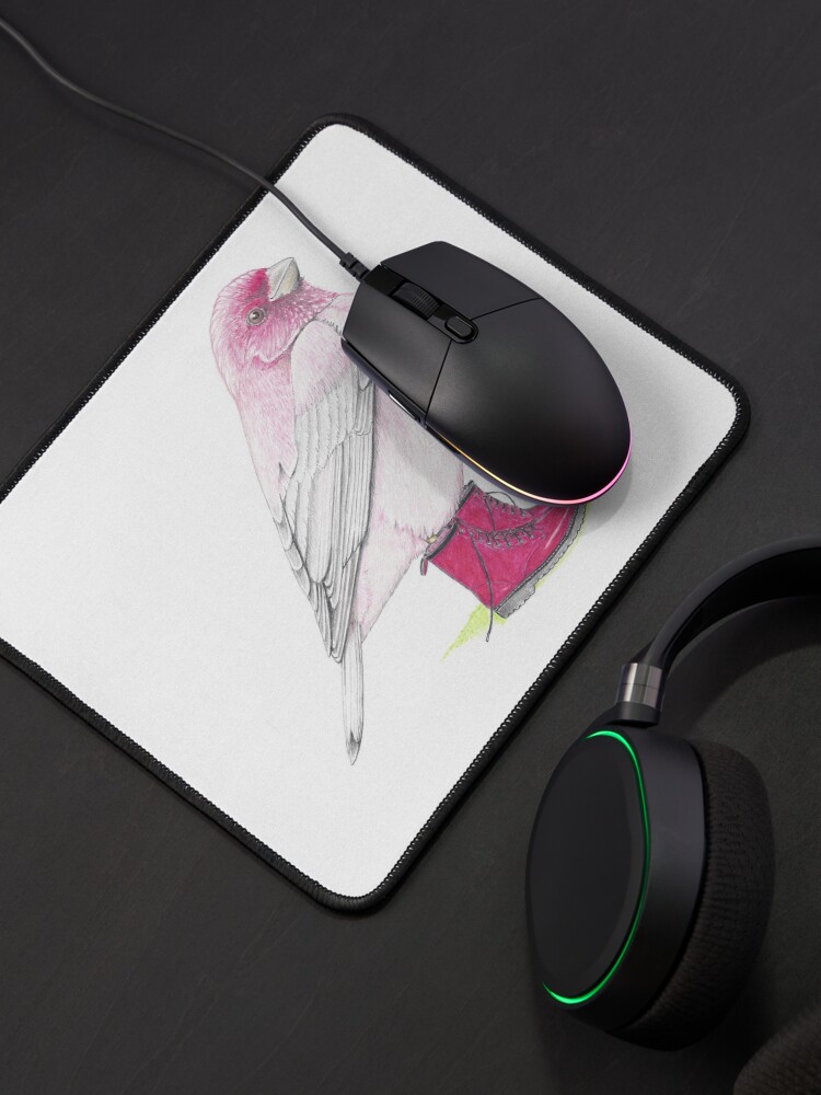 Thumbnail 4 of 5, Mouse Pad, Rosefinch in Pink Boots designed and sold by JimsBirds.