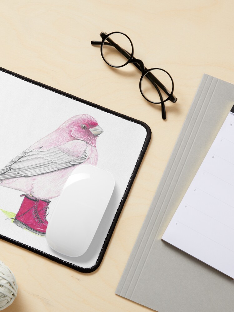 Thumbnail 3 of 5, Mouse Pad, Rosefinch in Pink Boots designed and sold by JimsBirds.