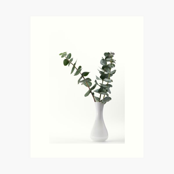 Item preview, Eucalyptus in White Vase Minimalist Still Life  designed and sold by HomePlusArts.