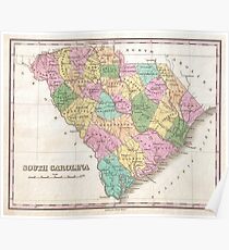 Vintage Map of South Carolina (1827) Poster