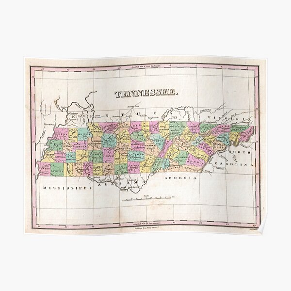 Pictorial Historical Geographical Map State of Kentucky Poster Wall Art Decor