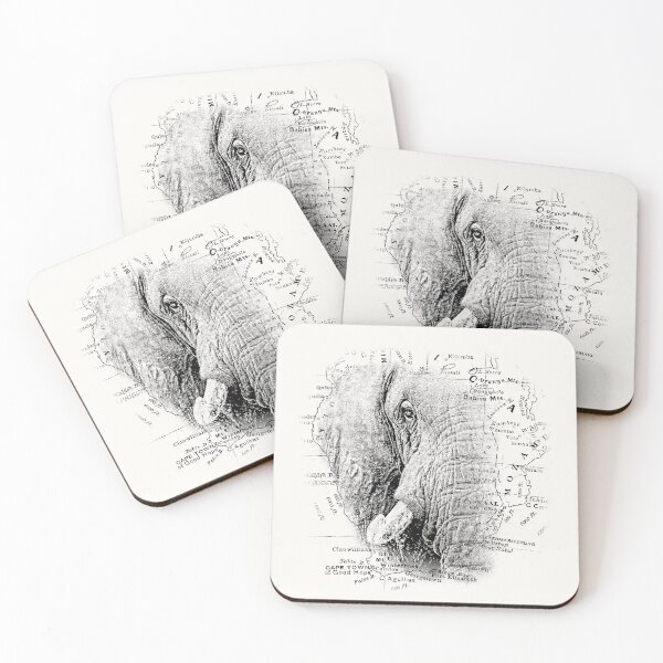 Item preview, Elephant Close-up on Vintage Africa Map designed and sold by Scotch Macaskill.