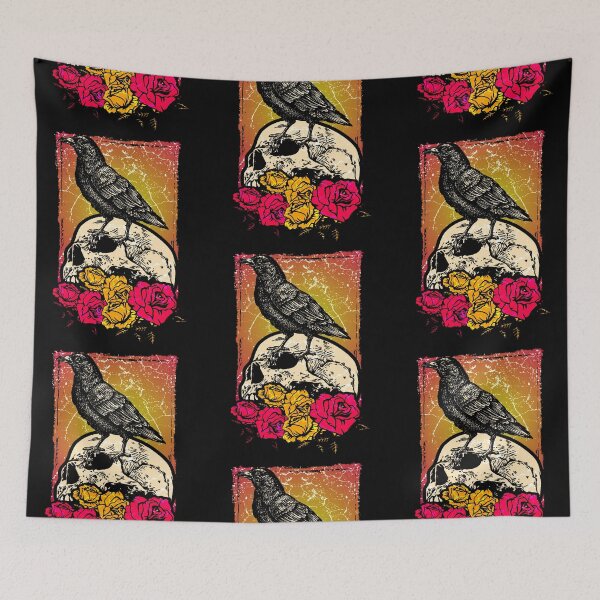 Item preview, Crow on skull with flowers designed and sold by Mila1946.